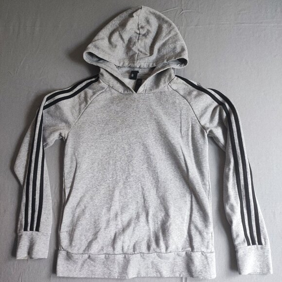 Adidas high neck hoodie women's size S grey with 3 black stripes - Picture 1 of 10